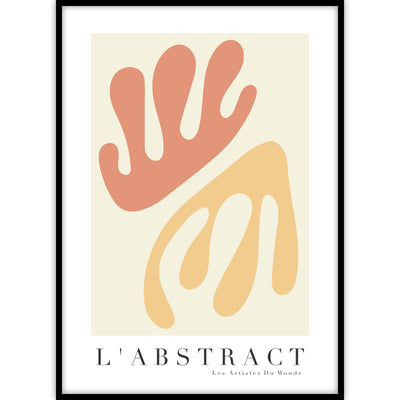Een trendy ingelijste poster met abstracte vormen gebaseerd op de kunstwerken van Henri Matisse.