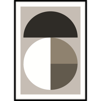 Ingelijste abstracte kunst poster geïnspireerd op Rietveld in verschillende grijze kleuren.